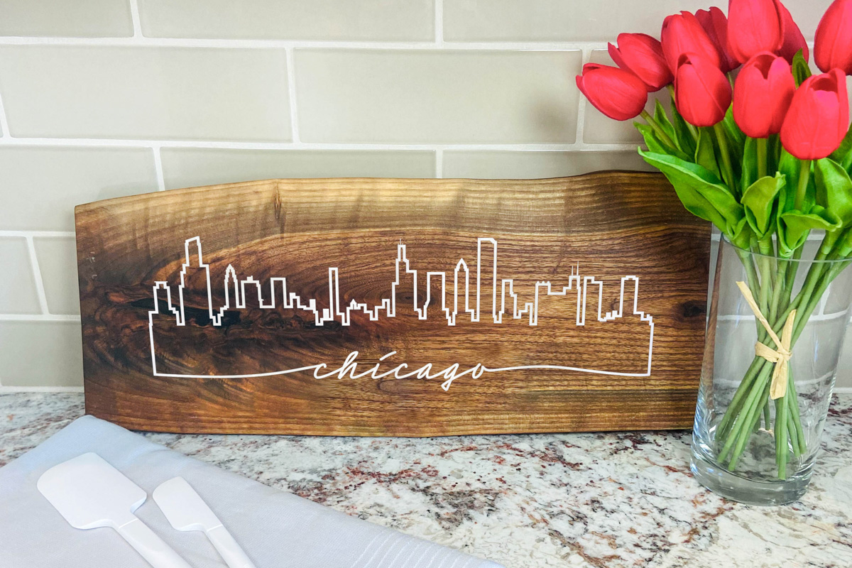 Chicago Skyline Walnut Charcuterie Board - Image 4