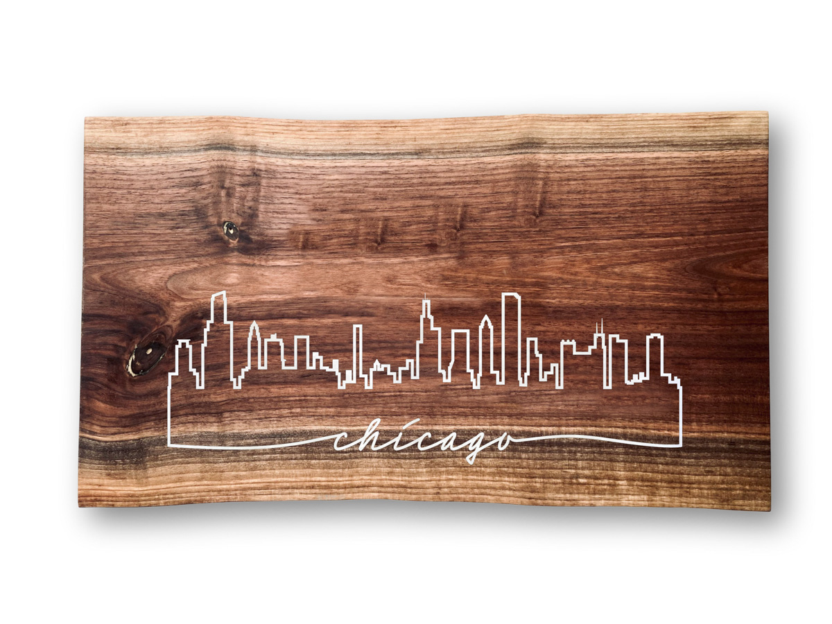 Chicago Skyline Walnut Charcuterie Board - Image 2