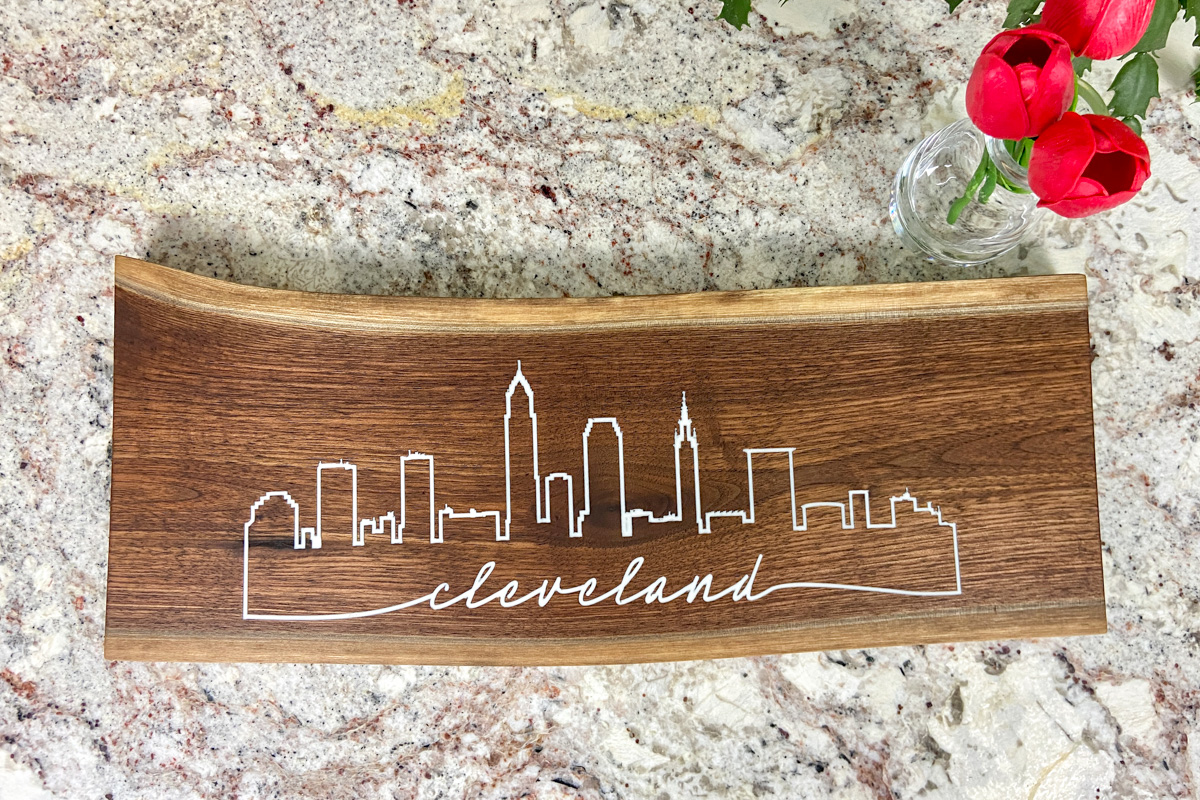 Cleveland Skyline Walnut Charcuterie Board - Image 5