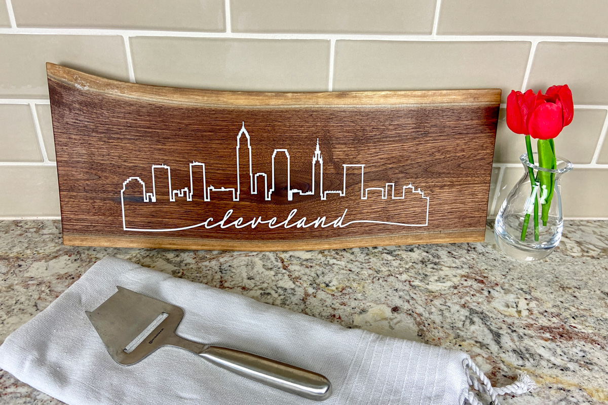 Cleveland Skyline Walnut Charcuterie Board - Image 3