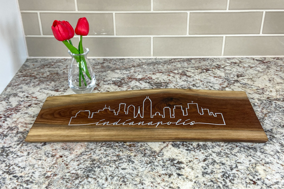 Indianapolis Skyline Walnut Charcuterie Board - Image 2