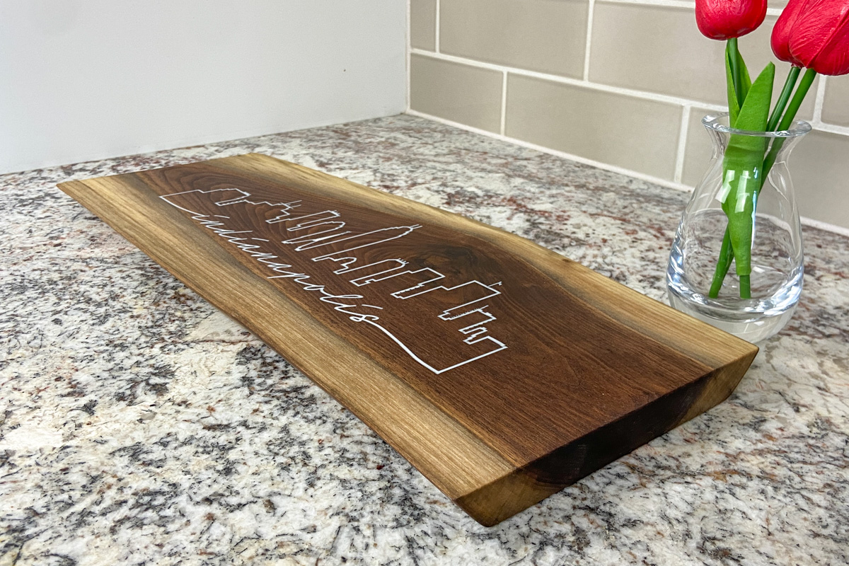 Indianapolis Skyline Walnut Charcuterie Board - Image 3