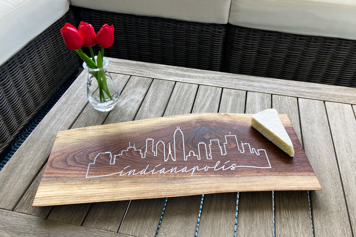 Indianapolis Skyline Walnut Charcuterie Board - Image 4