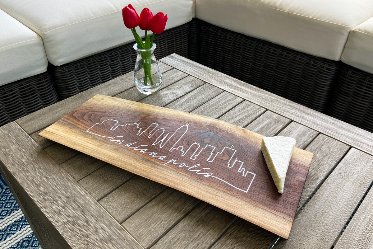 Indianapolis Skyline Walnut Charcuterie Board - Image 5