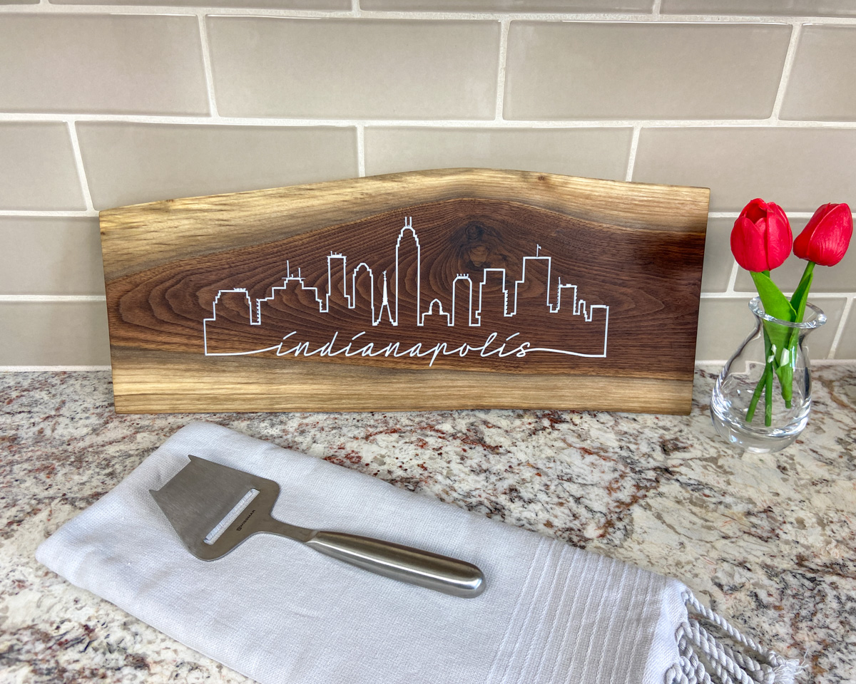 Indianapolis Skyline Walnut Charcuterie Board - Image 6