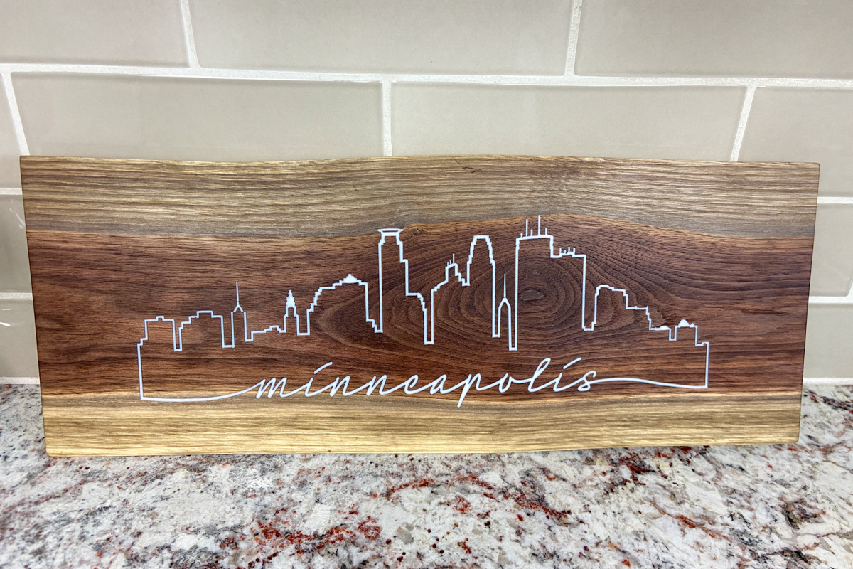 Minneapolis Skyline Walnut Charcuterie Board - Image 6